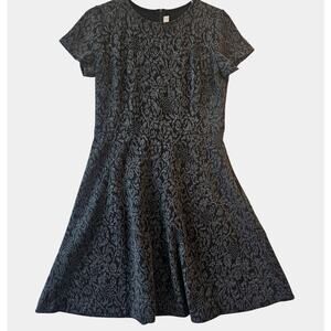 Ann Taylor Loft Gray Black Floral Short Sleeve Dress Career Classic Size 10